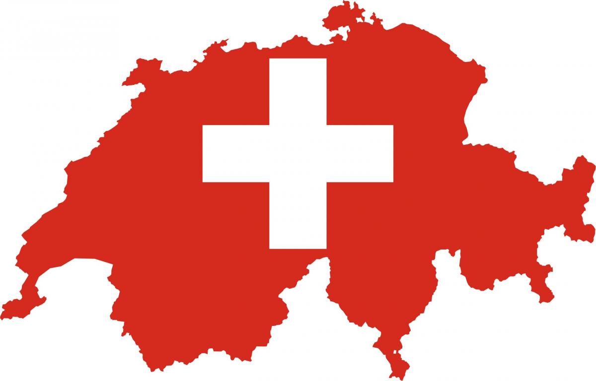 Mapa de la bandera de Suiza