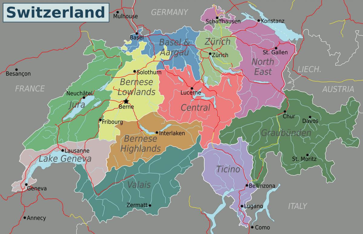Mapa de zonas de Suiza