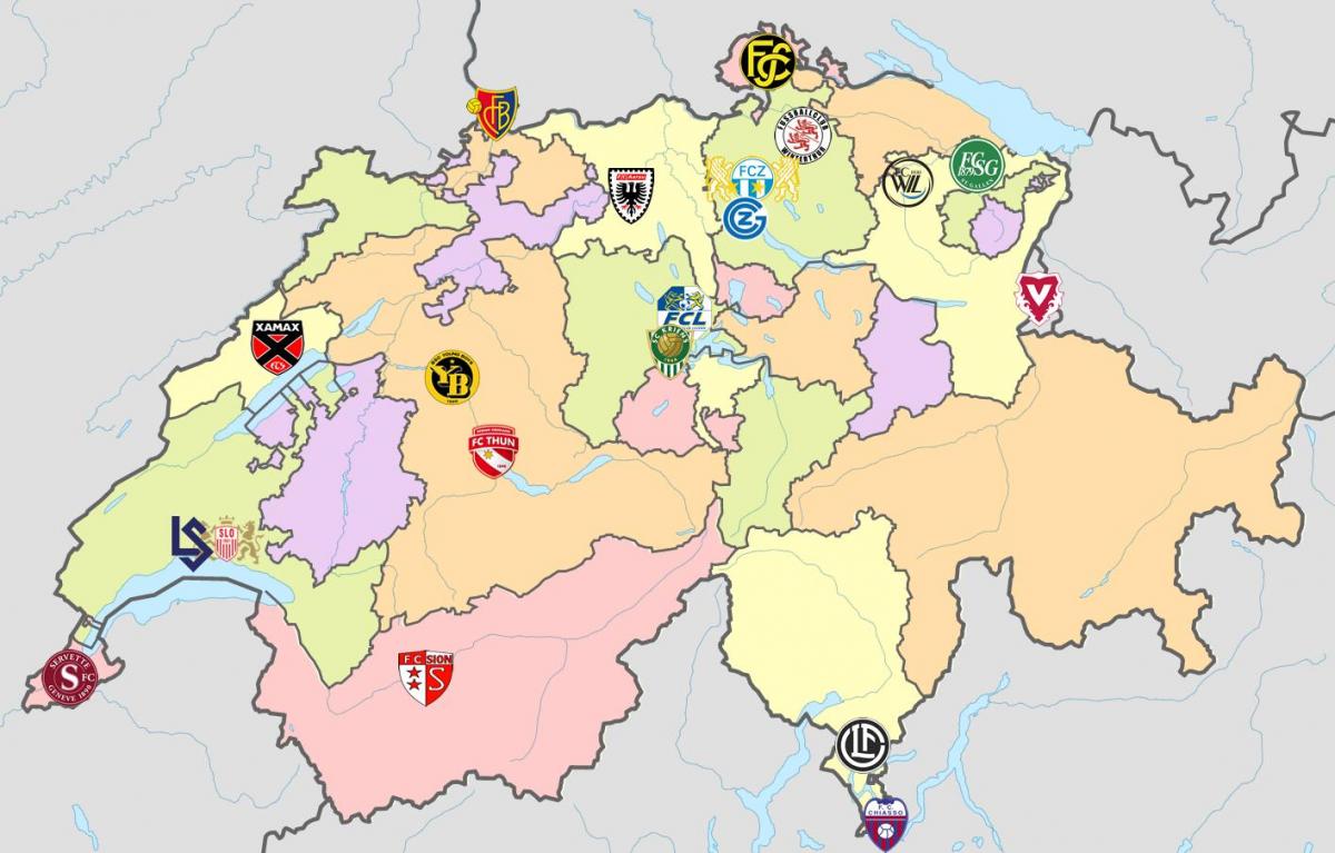 mapa de estadios de Suiza