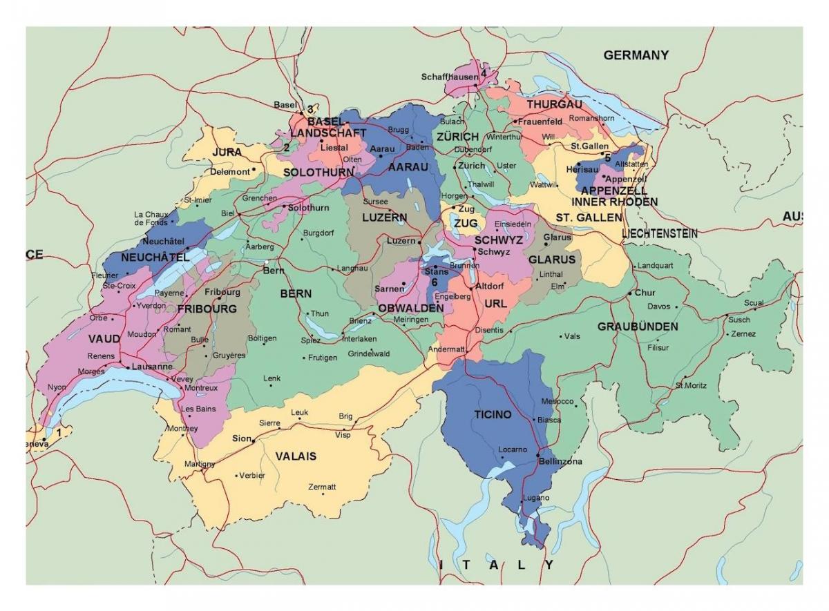 Mapa del estado de Suiza