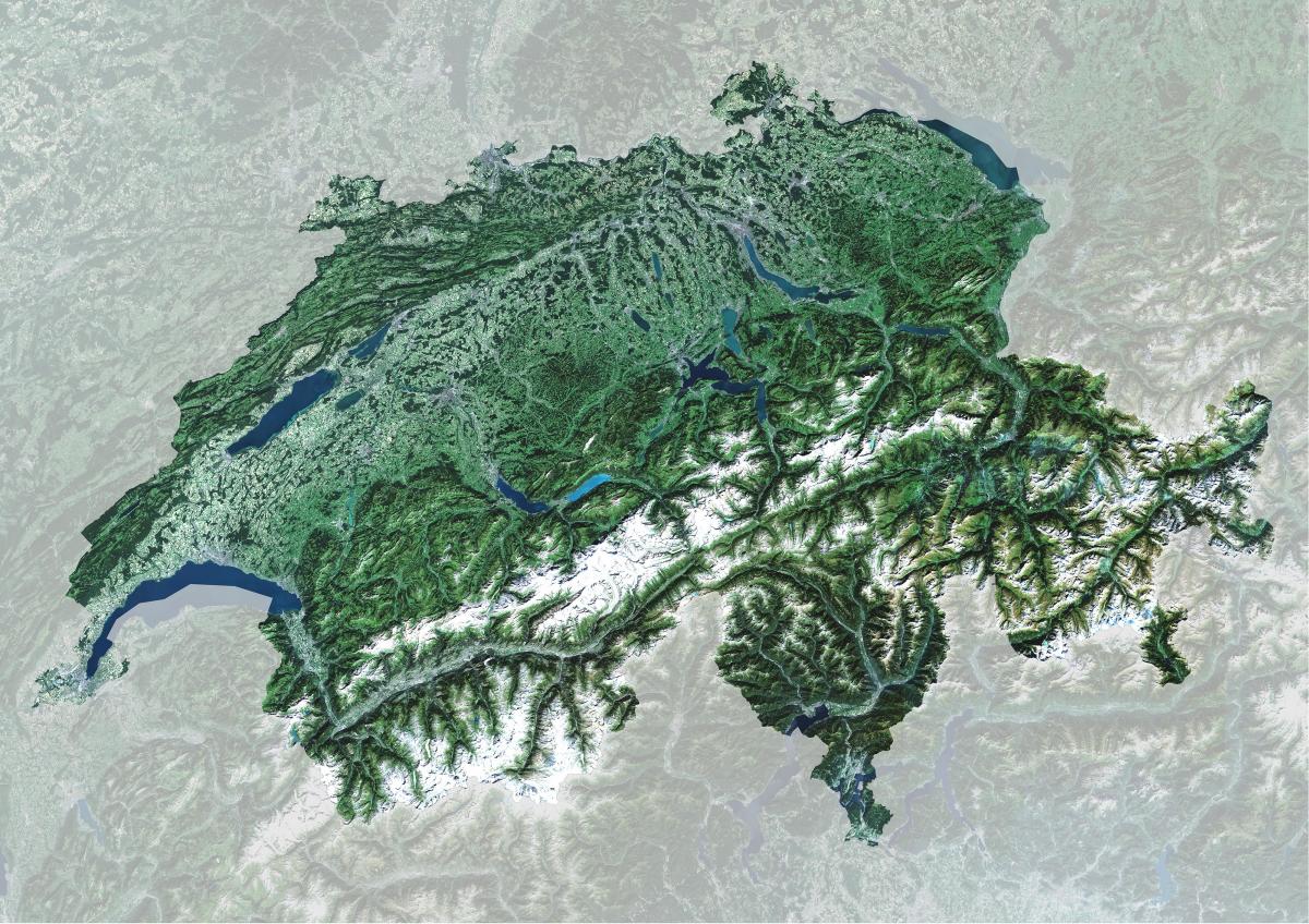 Mapa de la vista del cielo de Suiza